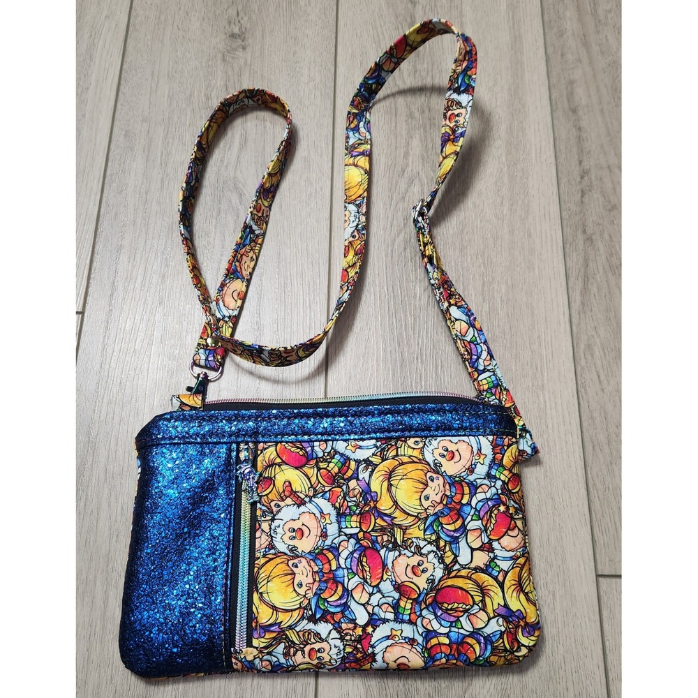 Rainbow Brite Crossbody Bag Handmade Cartoon Print zipper Purse 80s Nostalgia